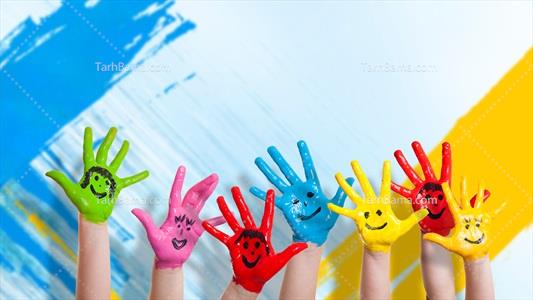 تصویر با کیفیت کودکان و دستان رنگی 